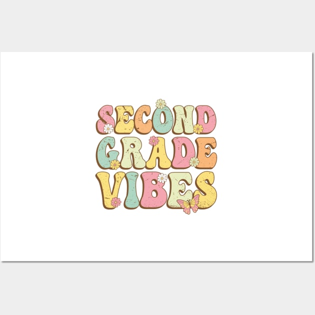 Second Grade Vibes , 2nd Grade Vibes , back to school Retro Vintage Wall Art by GShow